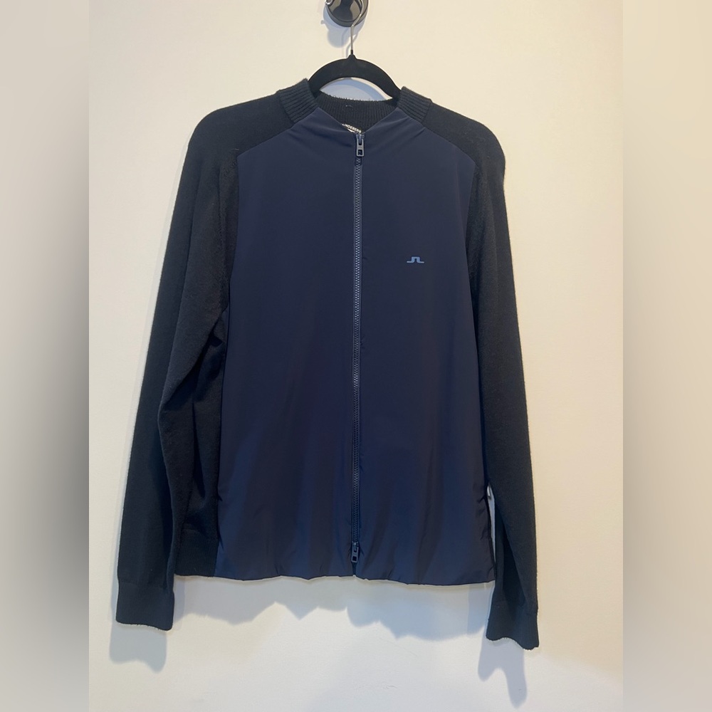 J.Lindeberg Black and Navy Knit Hybrid Men’s Windbreaker‎